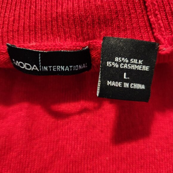 Women's MODA International Silk and Cashmere Red Turtleneck Size L - Picture 9 of 10